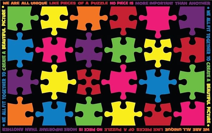 KIDCARPET.COM Pieces of The Puzzle Classroom Seating Rug 7'6" x 12' Rectangle, Educational Classroom Rug, Kids Learning Play Mat | Area Rug for Bedroom or Playroom