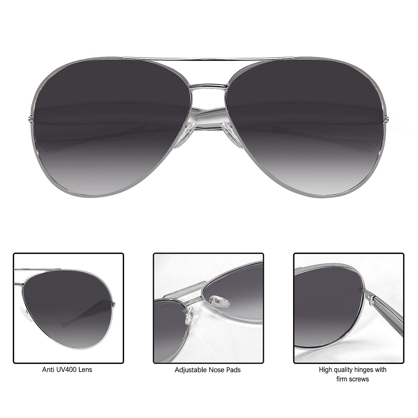 GUVIVI Retro Gold Aviator Sunglasses for Women Men, 2025 Metal Oversized 70s Aviators Black Sun Glasses