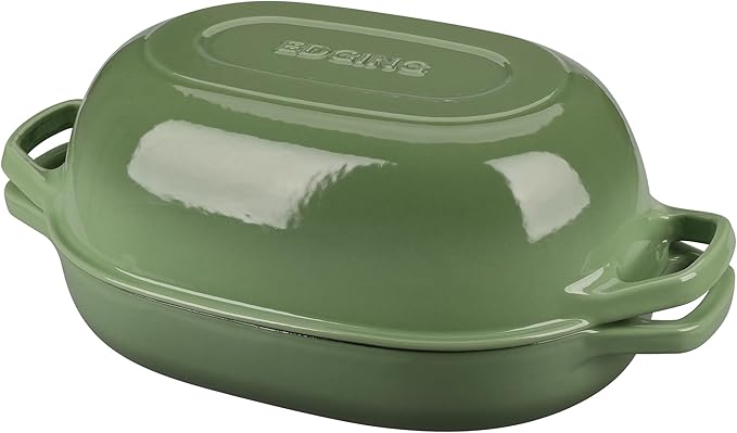 Enameled Cast Iron Oval Dutch Oven Pot with Lid, Dutch Oven for Sourdough Bread Baking, Oval Bread Pan, Bread Oven, Bread Dutch Oven, 7qt, Pistachio Green