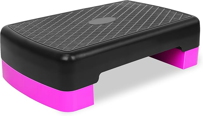 HaoKang Height-Adjustable 4''-6'' Step Aerobics Platform Fitness Equipment Stepper Trainer Exercise Step Platform with 2 Riser