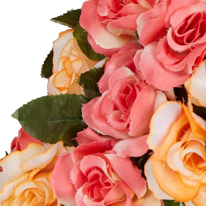 4 Pack Artificial Flower Garland Silk Roses Vines Fake Flowers Garland with Flowers Hanging Flowers Garlands for Wedding Arch Room Decoration 7.2 Ft (Orange)