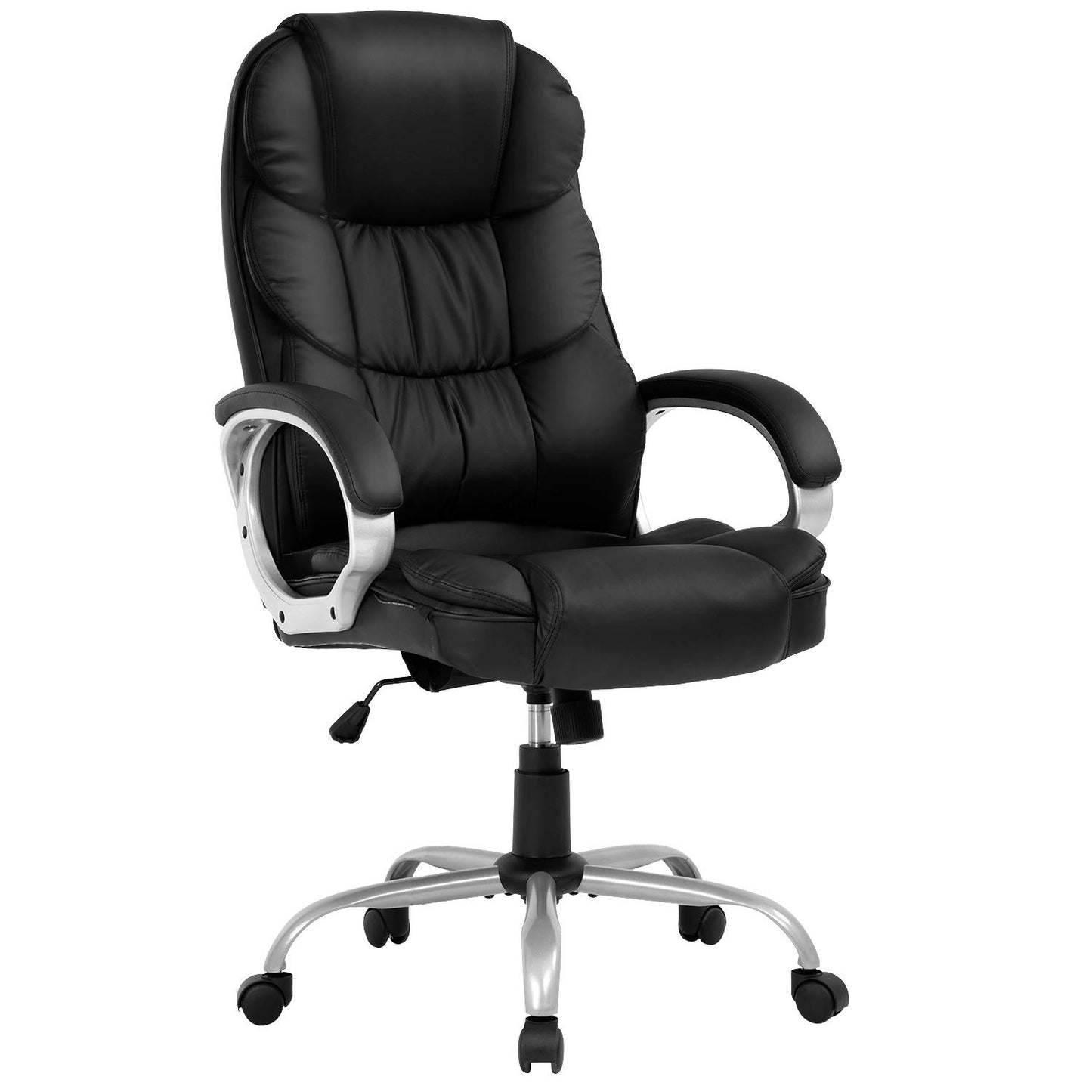 Ergonomic Office Chair,Computer Desk Chair High Back PU Leather Executive Rolling Task Adjustable Chair with Lumbar Support Headrest Armrest Swivel Chair, Black