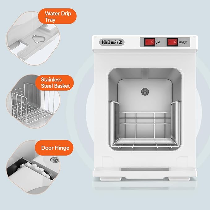 Utenzi Hot Towel Warmer, Spa Towel Cabinet 5L Professional Mini Towel Heater, Towel Warmer for Facials SPA Barbershop Esthetician (White)