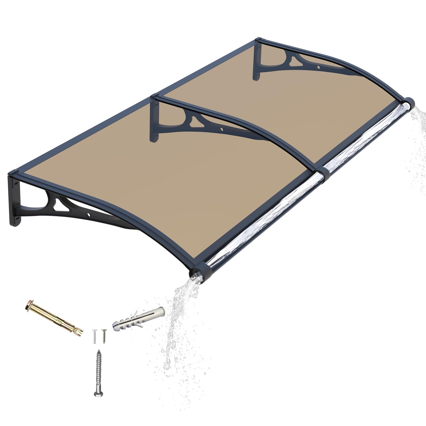 Door Awning Window Canopy Exterior,40x80 Inches Awnings for Doors Polycarbonate Cover Patio Door Awning UV Rain Snow Sunlight Protection Solid Sheet Aluminum Bracket with Sink