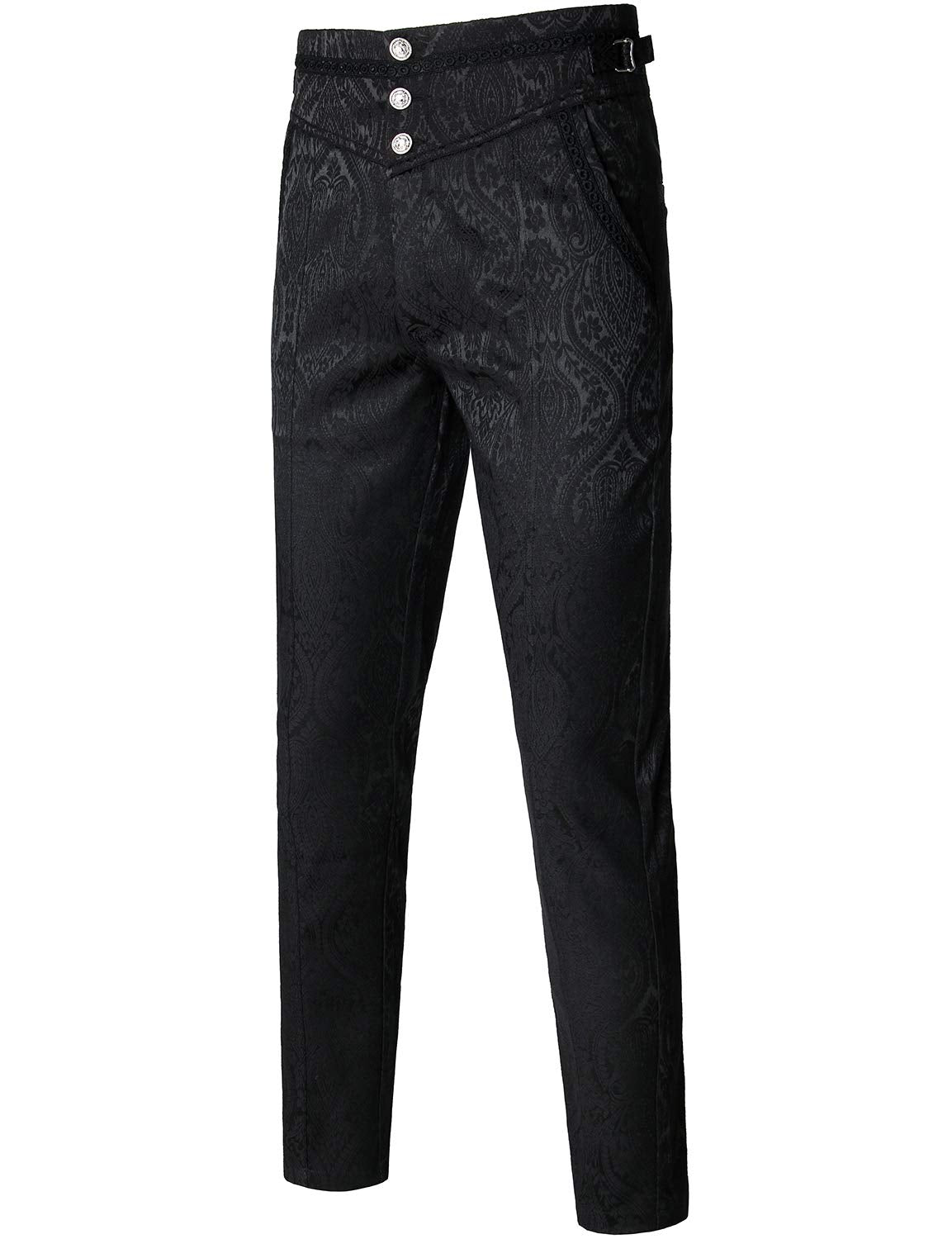 VATPAVE Mens Gothic Pants Cosplay Costume Trousers Steampunk Victorian Pants Small LP05 Black