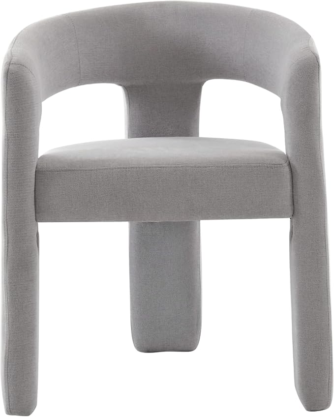 DAYALANE Modern Barrel Dining Chair, Upholstered Accent Kitchen Chair with Arms Comfy Chenille Side Chair for Living Room/Home Office/Reception, Grey Chenille