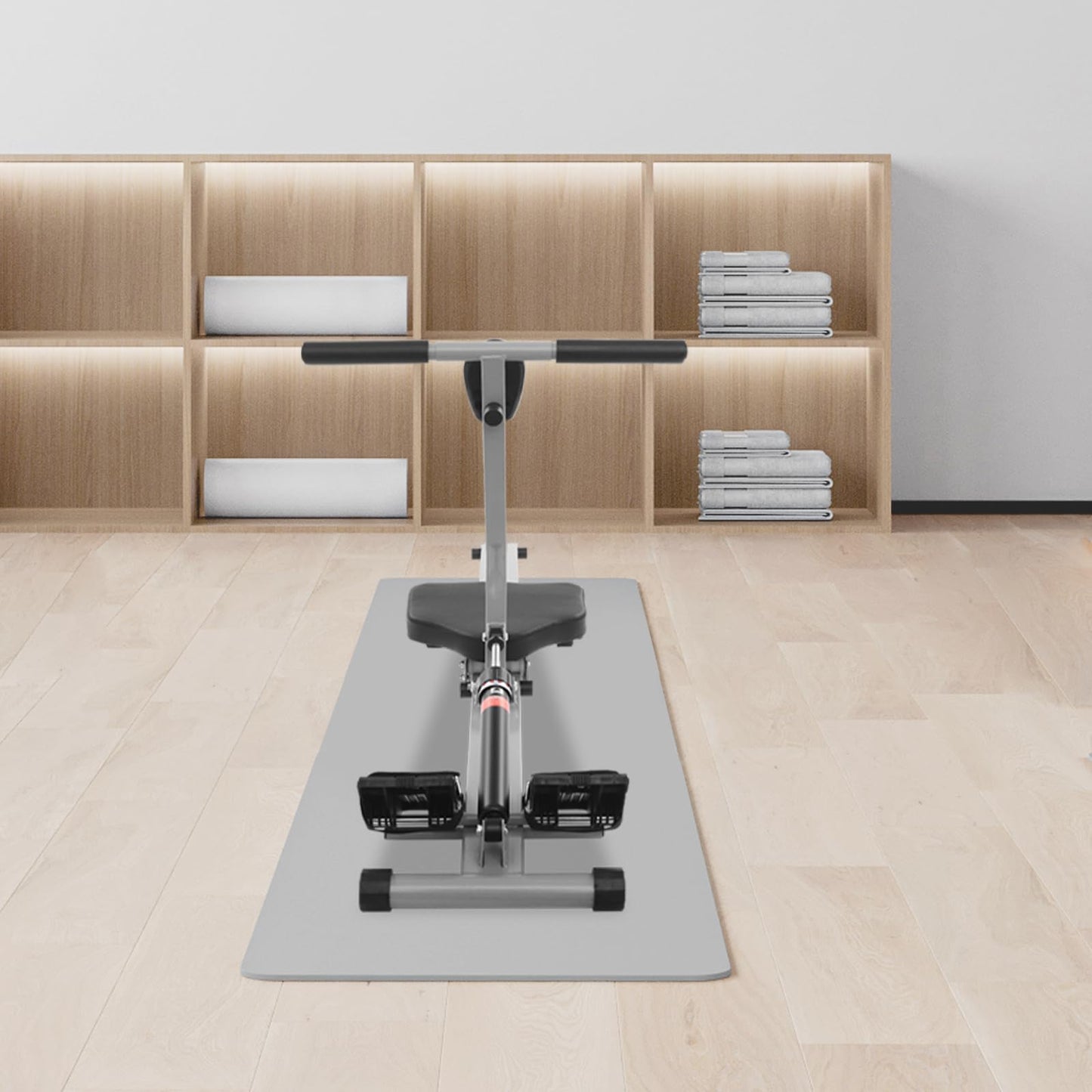 Foldable Rowing Machine for Home - 12-Level Magnetic Rowing Machine with Monitor, Freestanding Hydraulic Resistance Rower for Small Spaces, Cardio & Strength Training (Black/Grey)