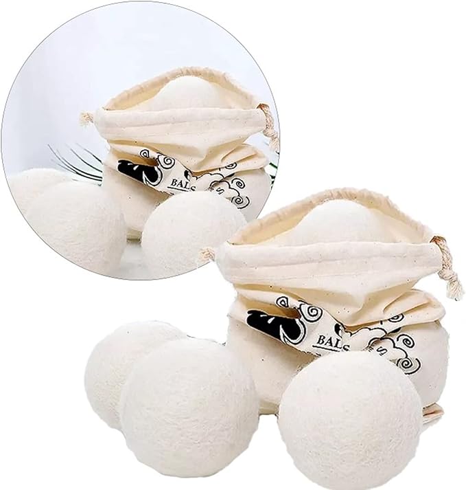 CHICIRIS Wool Dryer Balls, 6PCS Fabric Softener for Shortening Drying Time, Laundry Balls for Fluffy Fabrics, Baby Showers, Christmas