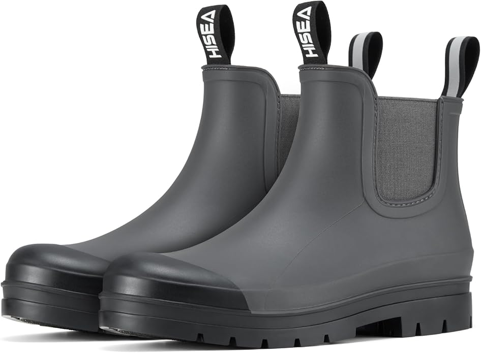 HISEA Women's Short Rain Boots Fashion Waterproof Chelsea Boots Ankle Garden Shoes for Ladies Non Slip Outdoor Work Bootie...
