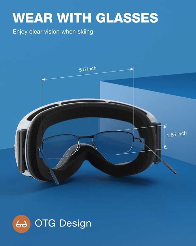 ZIONOR X Ski Goggles - OTG Snowboard Goggles Detachable Lens for Men Women Adult