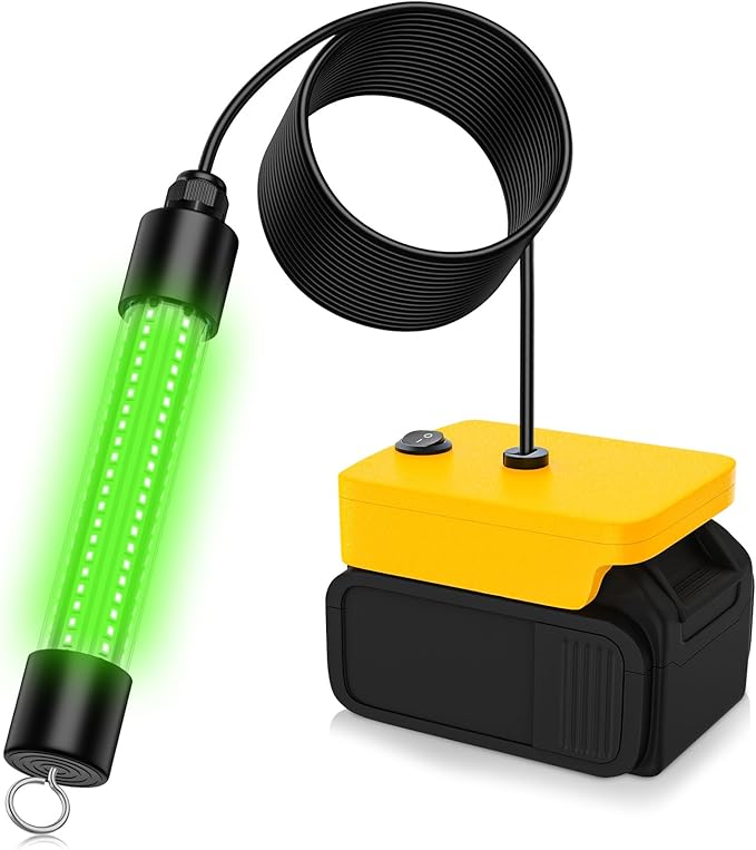 LED Underwater Fishing Light Compatible with for DeWalt 20V Battery（Battery Not Included）, 1300 Lumens, IP68 Waterproof Su...