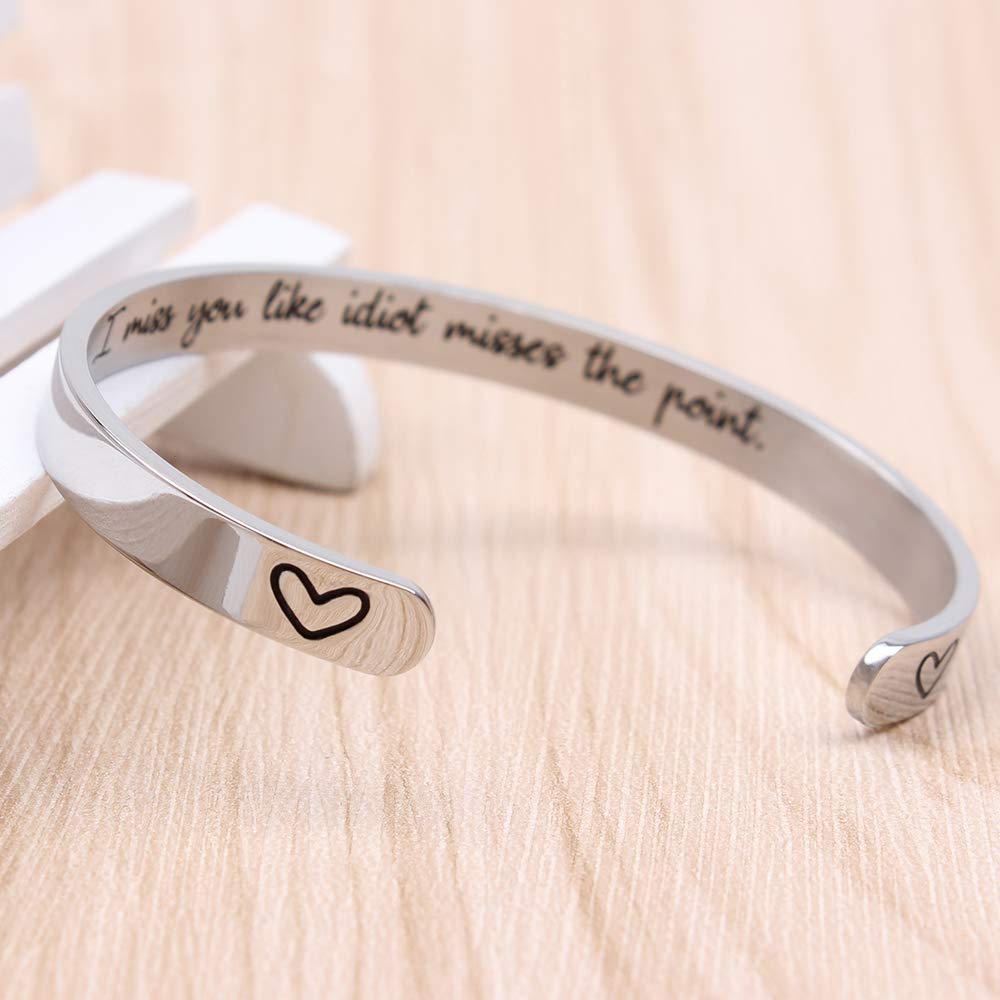 Btysun Funny Gifts for Girlfriend Wife Mom Birthday Gifts Cuff Bracelets Friendship Mantra Jewelry with Gift Box (I Miss You Lik