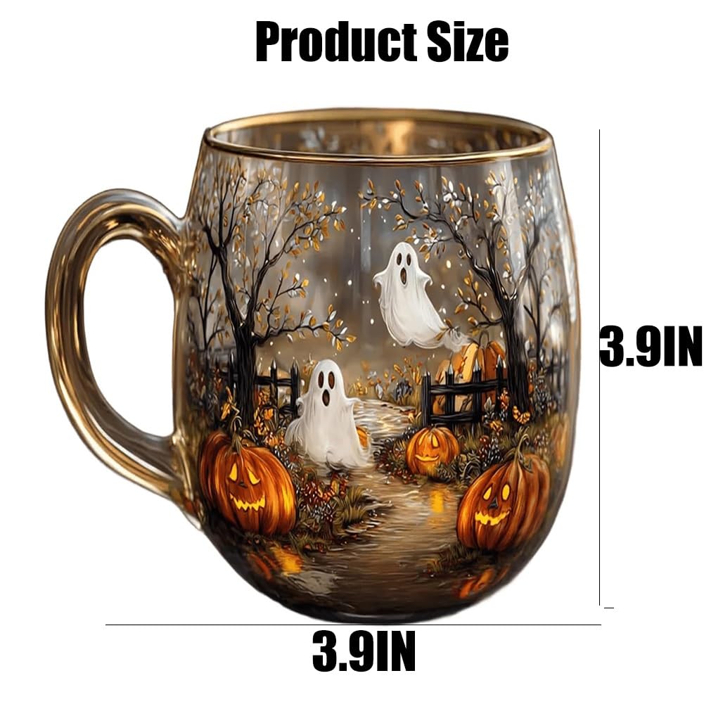 Haunted Path Halloween Mug, Painted Halloween and Pumpkins Ceramic Mug, Spooky Fall Pumpkin Ghost Cup for Halloweens Gifts, Fall Decor, Microwave Safe, A Perfect Choice for Drinks(1PC)
