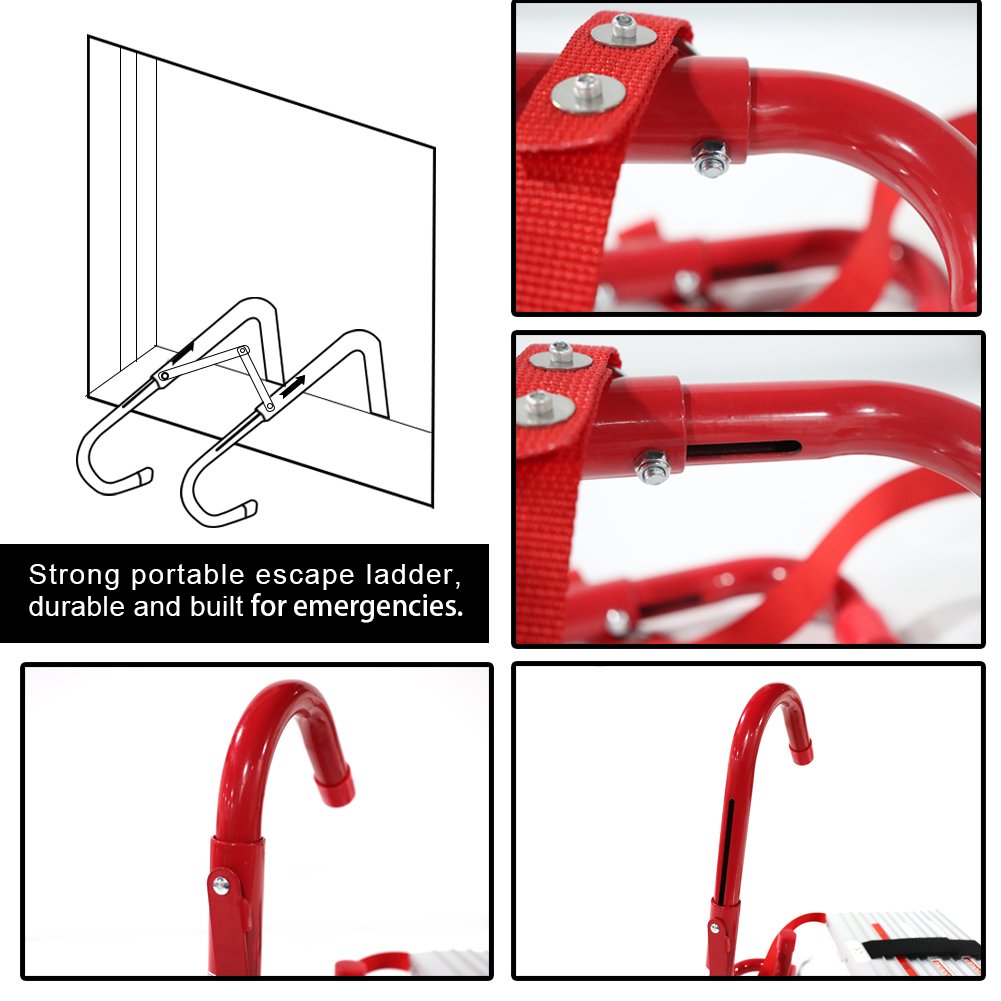 Fire Escape Ladder 5&6 Story Portable Emergency Escape Ladder 50ft with Anti-Slip Rungs