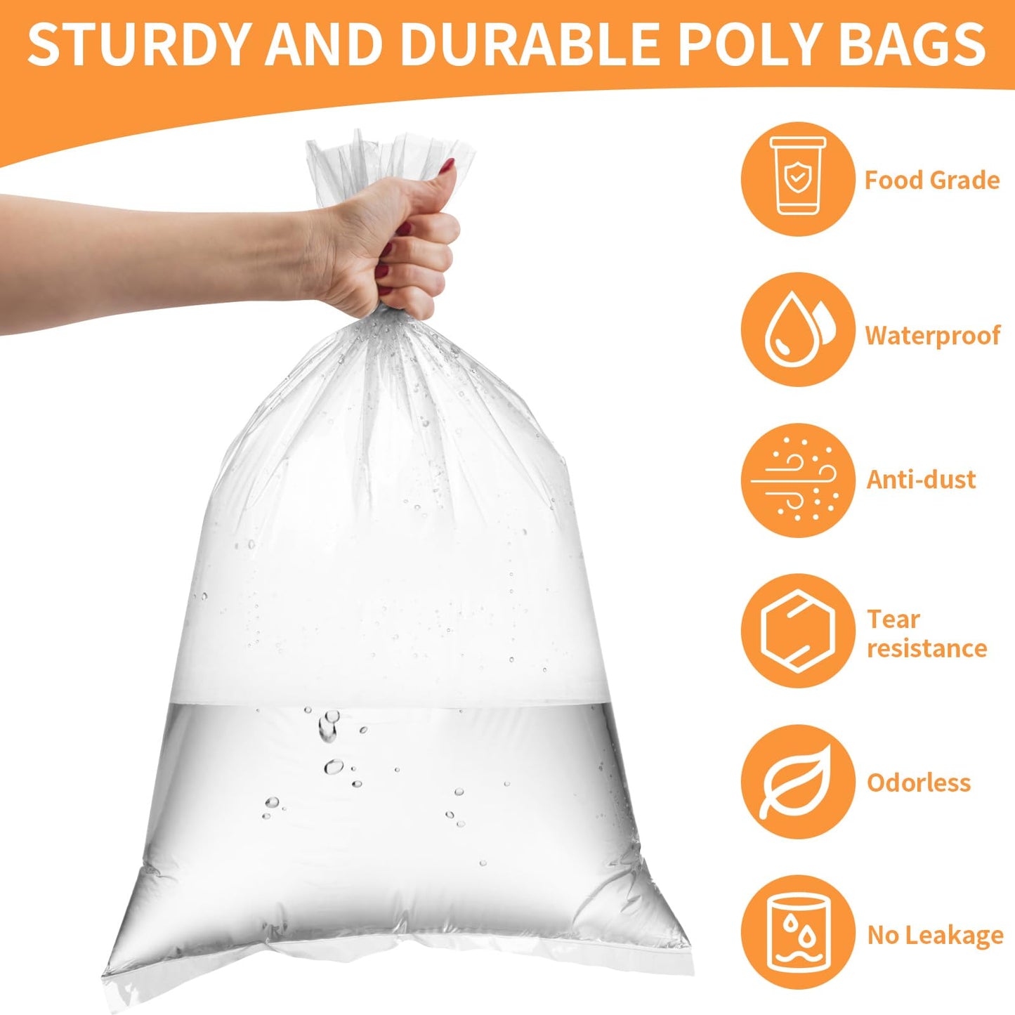 Plastic Flat Open Poly Bags, 18 x 24 inch Clear Plastic Bags, 30 Count Reusable Flat Open Storage Bags for Proofing Bread, Dough,Packaging, Storage Clothes, Craft, Gift - 2.36 Mil Thick