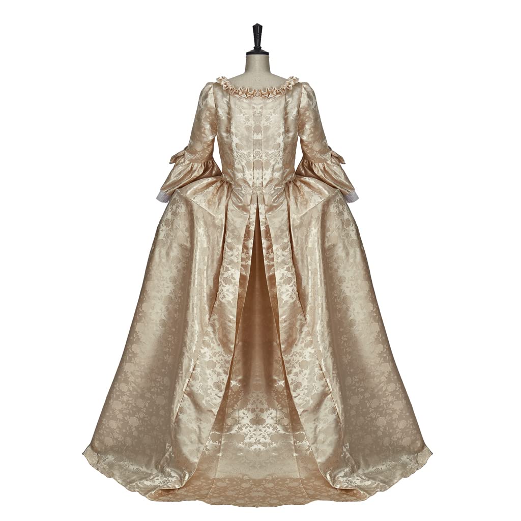 RoleplayCos Court Rococo Baroque Marie Antoinette Ball Dresses 18th Century Victorian Dress Ball Gowns Royal Women Costume (M, Gold)