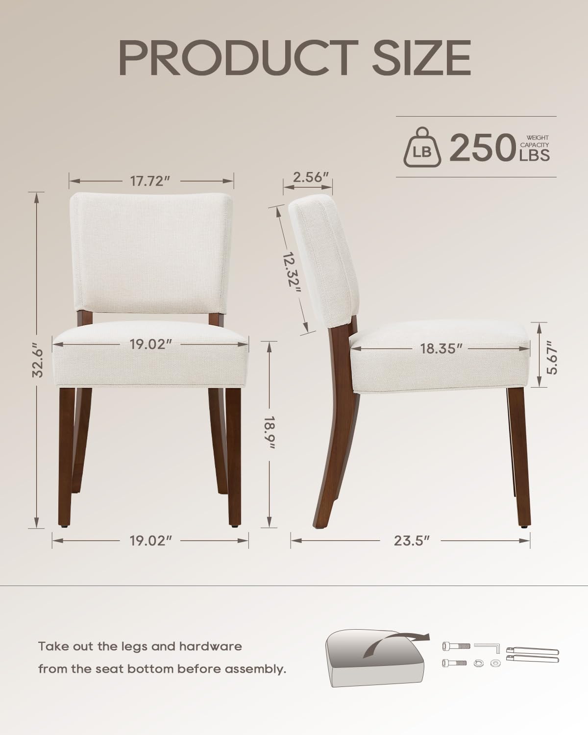 Homixis Upholstered Dining Chairs Set of 4 - Modern Farmhouse Kitchen Chairs, Mid-Back Dining Room Chairs with Wooden Legs,Beige
