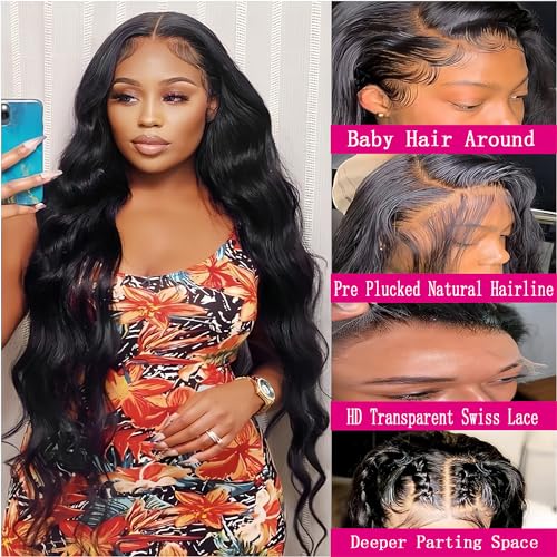 28 Inch 13x4 Lace Front Wigs Human Hair Body Wave Lace Front Wigs Human Hair Pre Plucked 13x4 Hd Lace Frontal Wigs Hd Lace Front Wigs for Black Women 180% Density