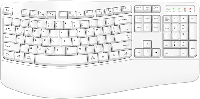 QUASIO Ergonomic Wireless Keyboard with Wrist Rest, Wave Keys, Comfortable Natural Typing, 2.4GHz Full Size Ergo Wireless ...