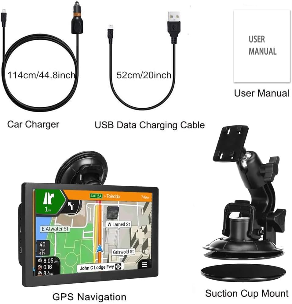 9" Truck GPS Navigator for Car RV – HD Touchscreen, Custom Truck Routing, Free Lifetime 2026 Maps (US/Canada/Mexico), Lane...
