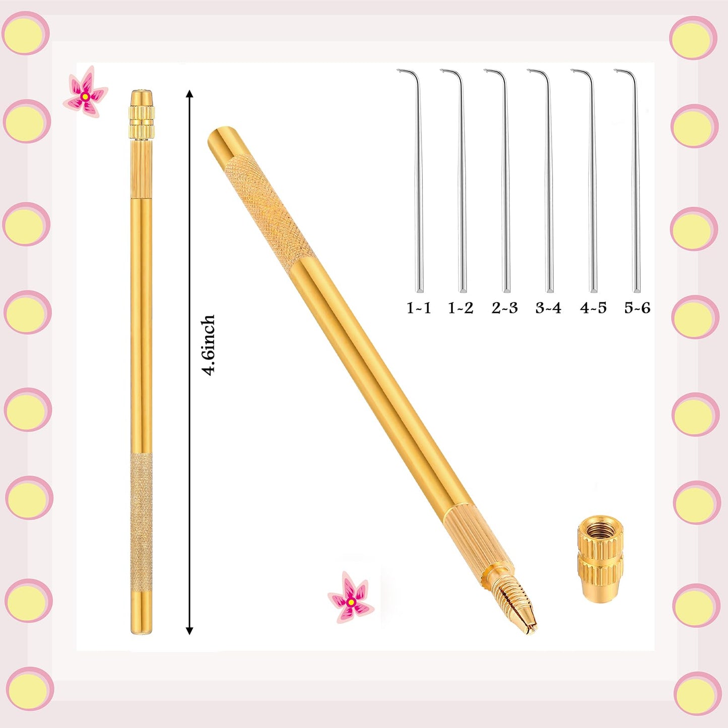 Maysing 2pcs Brass Ventilating Holder with 6pcs Ventilating Needles for Lace Wig Different Size Make and Repair Lace Wig Venting