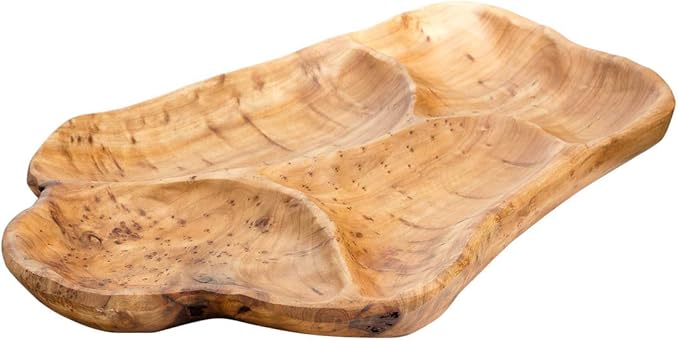 TJ Global Natural Root Wood Serving Platter Tray Board for Cheese, Appetizer, Charcuterie, Bread, Snacks, or Decor Display...