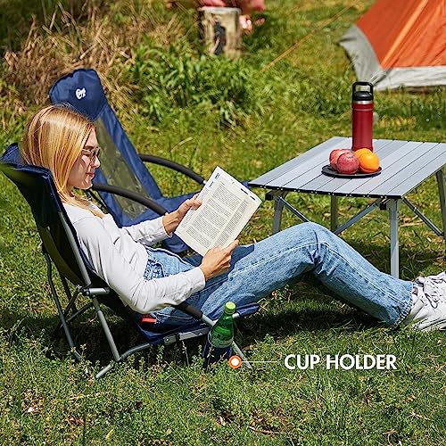 PORTAL Beach Chairs for Adults Camping Low Lightweight Portable Chair with Cup Holder Mesh Back Carry Bag for Outdoor Sand...