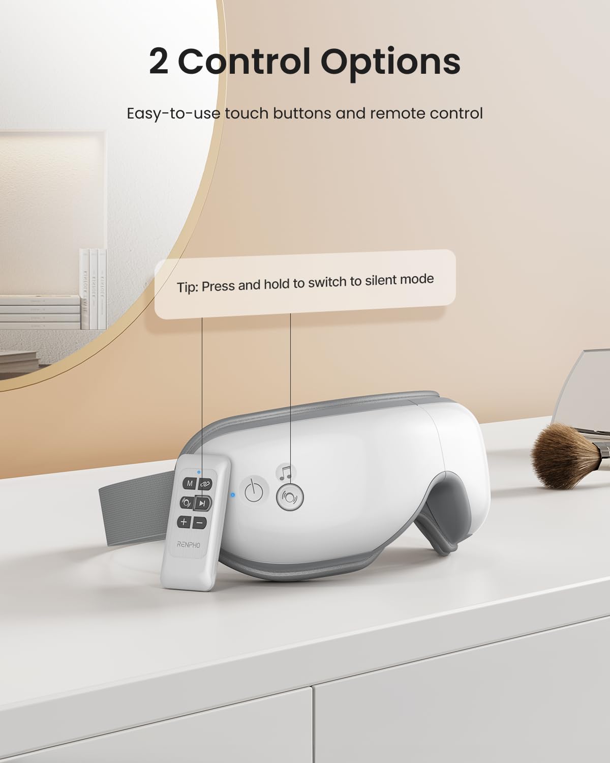 RENPHO Eye Massager with Remote, Heat, Compression, Birthday Gifts for Women Men Her Him, Eyeris 1 Sleep Mask, Headache Massager Scalp for Strain Relief, Migraine Relief, Reduce Stye Eye
