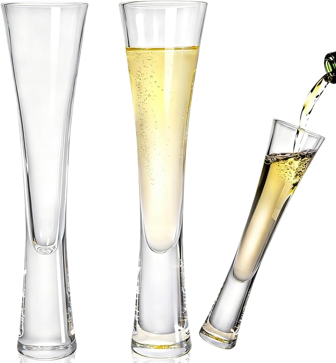 YIMITEE 2 Pack 5 Oz Champagne Flutes Glasses, Unique Elegant Sparkling Wine Glass, Ultra-long Shape Crystal Glassware Set ...