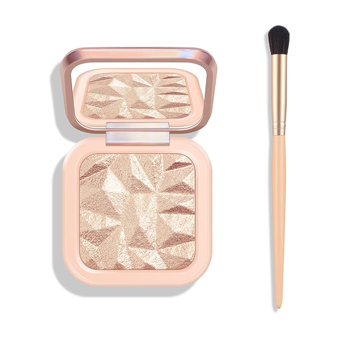 KYDA Face Highlighter Palette, High Glossy Face Illuminator Palette, Natural Glow Finish, Pearl Shimmer Smooth Baked Powde...