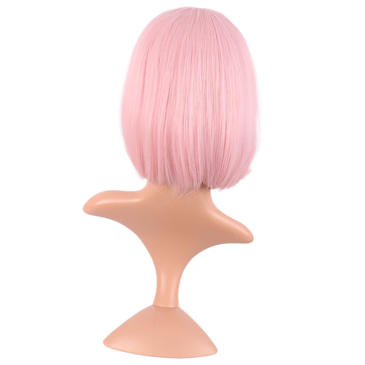 MapofBeauty 12 Inch /30 cm Fashion Lady Short Straight Synthetic Flat Bangs Bob Wig (Pink Pale)