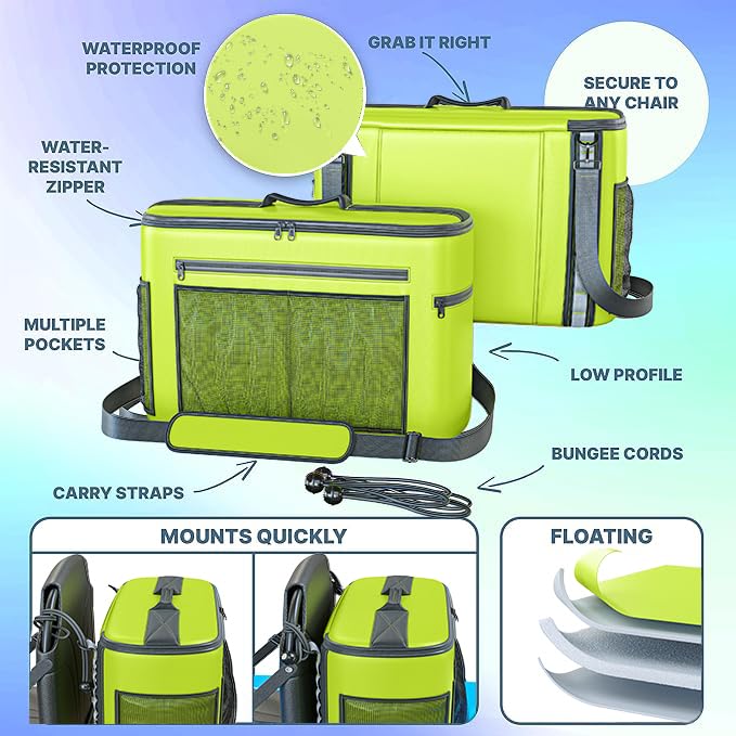 Skywin Kayak Cooler Behind Seat, Waterproof Cooler for Kayaking, Compatible with Lawn Chair Style Seats, Stores Drinks and...