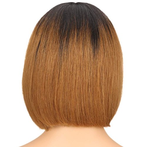 Short Straight Bob Wig 13x4x1 Lace Front Wigs for Black Women Ombre Brown Human Hair 12 Inch 150% Density Brazilian Virgin Bob Wigs Human Hair Pre Plucked with Baby Hair（TT1B/30 Color）