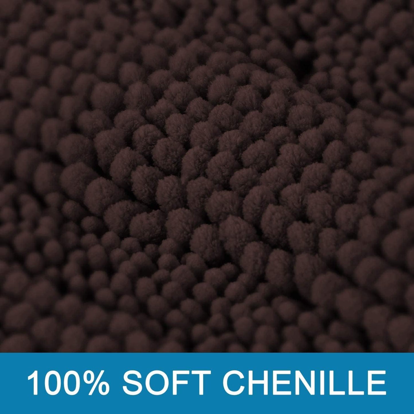 H.VERSAILTEX Bathroom Rugs Bath Rugs for Bathroom Non Slip Bath Mats Extra Thick Chenille Striped Rug 17" x 24" Absorbent Soft Shaggy Washable Dry Fast Bath Mats for Bath Room Floor - Chocolate