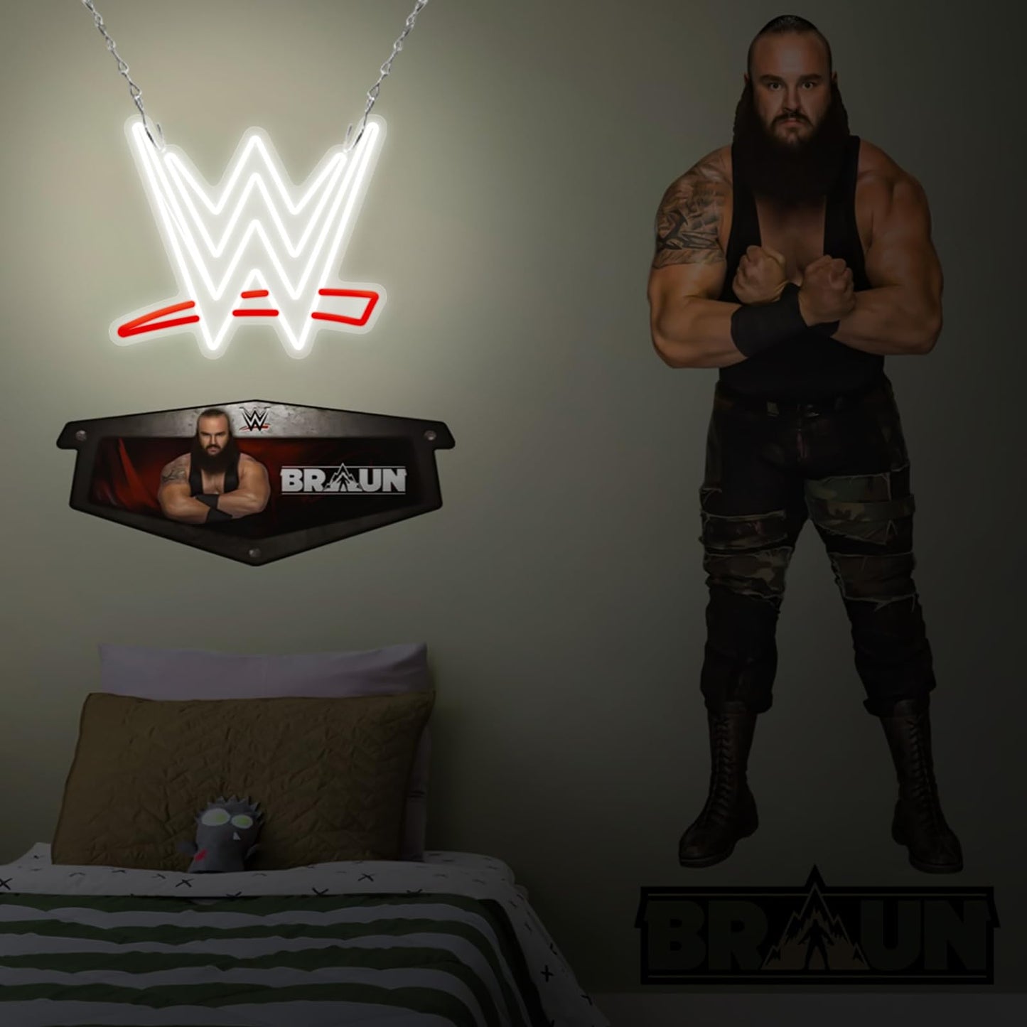 Wrestling Neon Sign, LED Wrestling Neon Sign for Wall and Room Decor, USB Night Light for Game Bedroom Birthday Competition Party Gifts (Red White)