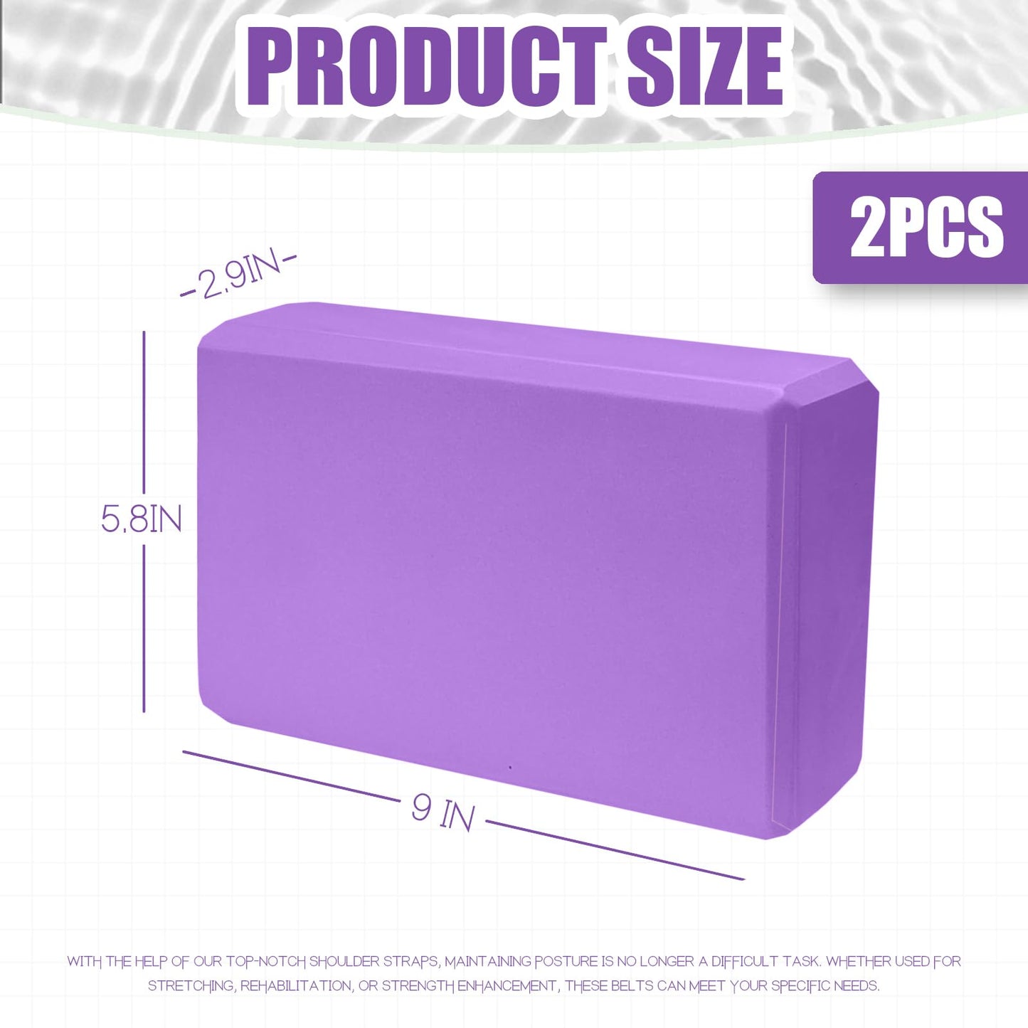 2 Pcs Yoga Blocks, 9"x6"x3" Foam Blocks Yoga Props for Pilates Stretching and Meditation Exercise Blocks Lightweight Yoga Essentials (Purple, normal)