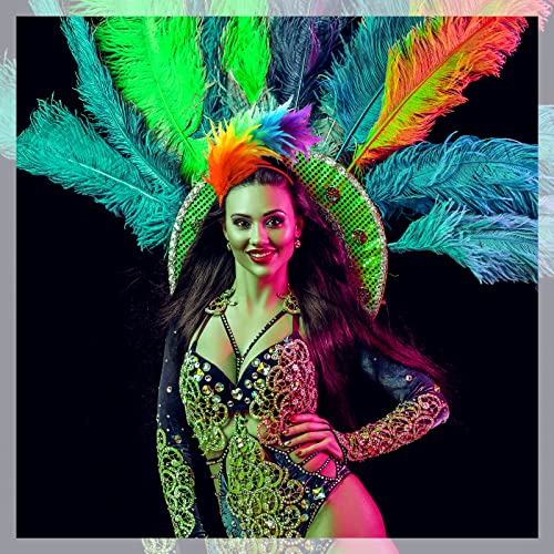 Yunlly 6 Pcs Mardi Gras Fascinator Feather Headband 1920 Feather Headband Hat Parrot Hair Band Party Costume Women Accesso...