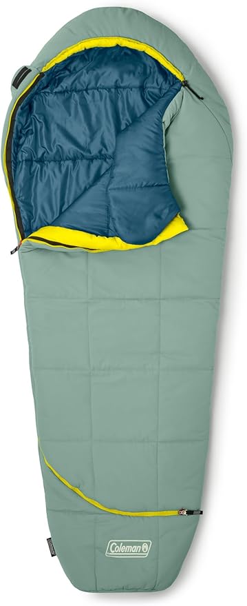 Coleman Big Bay 0/20/40°F Cold-Weather Sleeping Bag, Adult Mummy Sleeping Bag with Headrest, Foot Ventilation, & Storage S...
