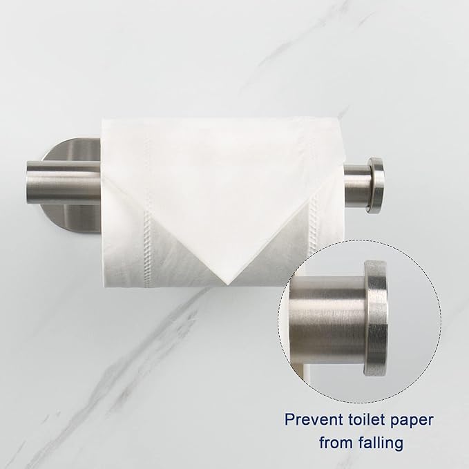 NearMoon Toilet Paper Holder Self Adhesive, Premium Thicken SUS304 Stainless Steel Rustproof Adhesive Toilet Roll Holder no Drilling for Bathroom, Kitchen, Washroom (4 Pack, Brushed Nickel)