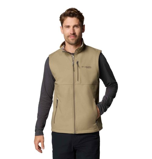 Columbia Men's PHG Ascender II Softshell Vest, Flax/Timberwoods Camo, Small