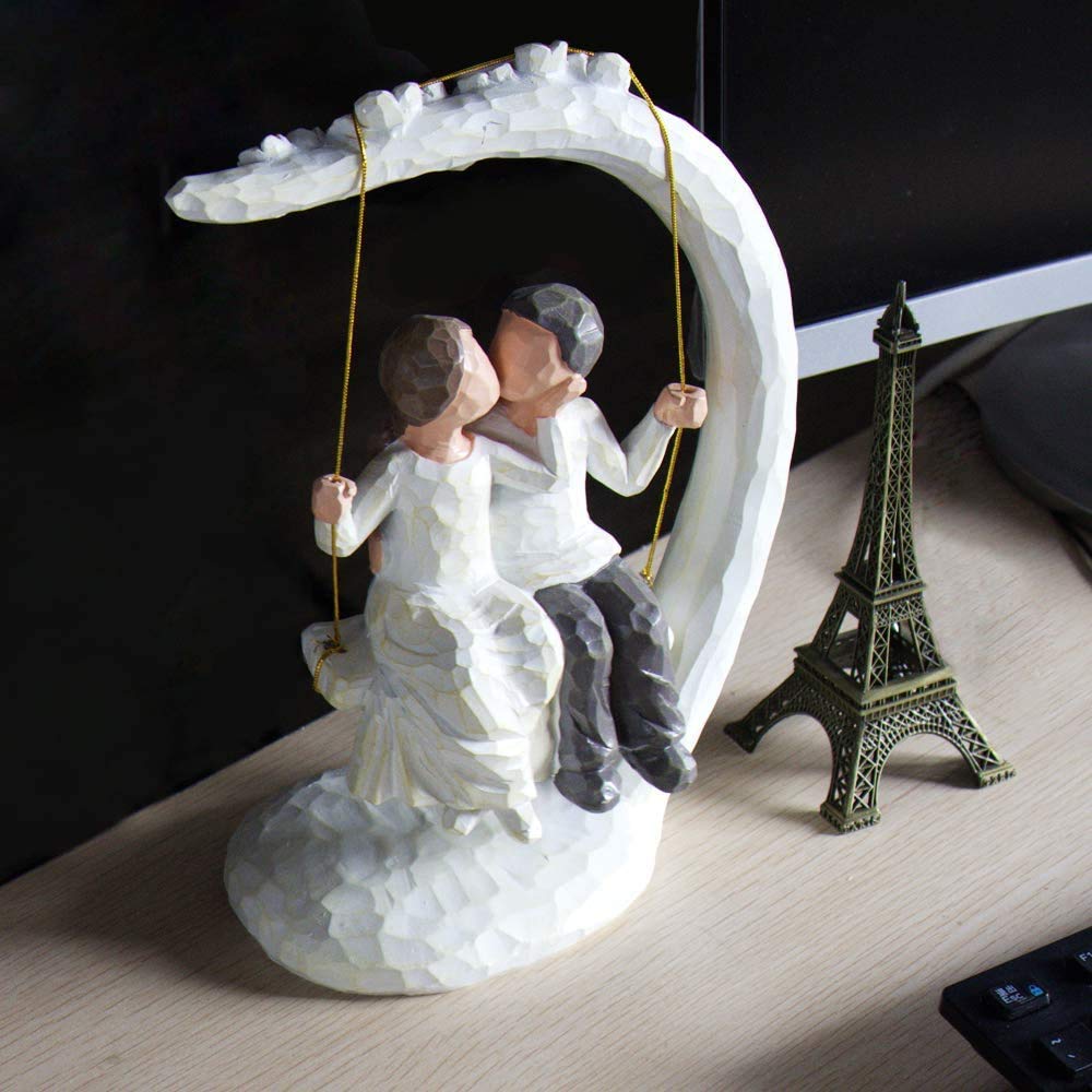 YLSMILE Wedding Gifts for her from Husband Romantic, Wedding Gifts for Couple Wife Parents, 9 Inch Hand Painted Together Love Couple Figurines for Anniversary