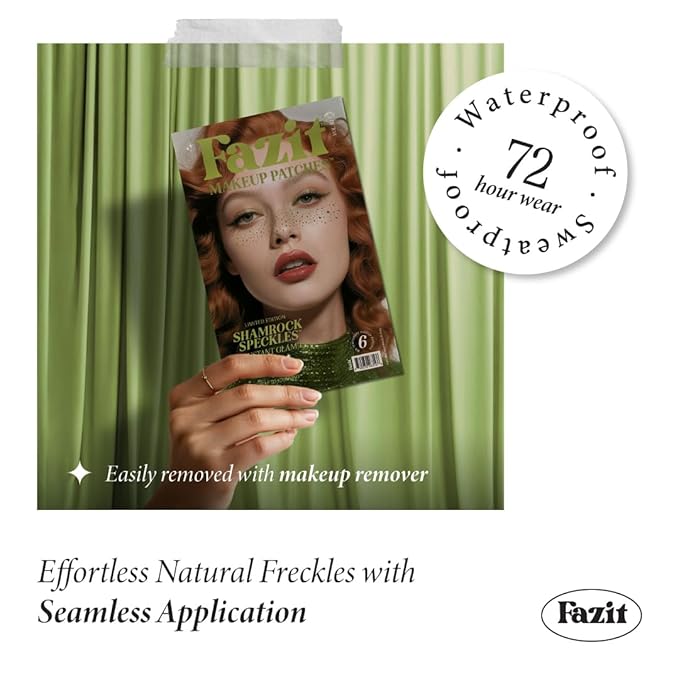 Fazit Makeup Patches - Shamrock Speckles - Glow Up Make-Up Patches - Cute Glitter Makeup Accessories for Women - Cosmetic Glitter for Face