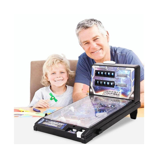 PHATM Mini Pinball Game for Home Retro Desktop Marble Arcade with Digital Scoreboard Lights Sounds Parent Preschooler Puzzle Pinball Machine