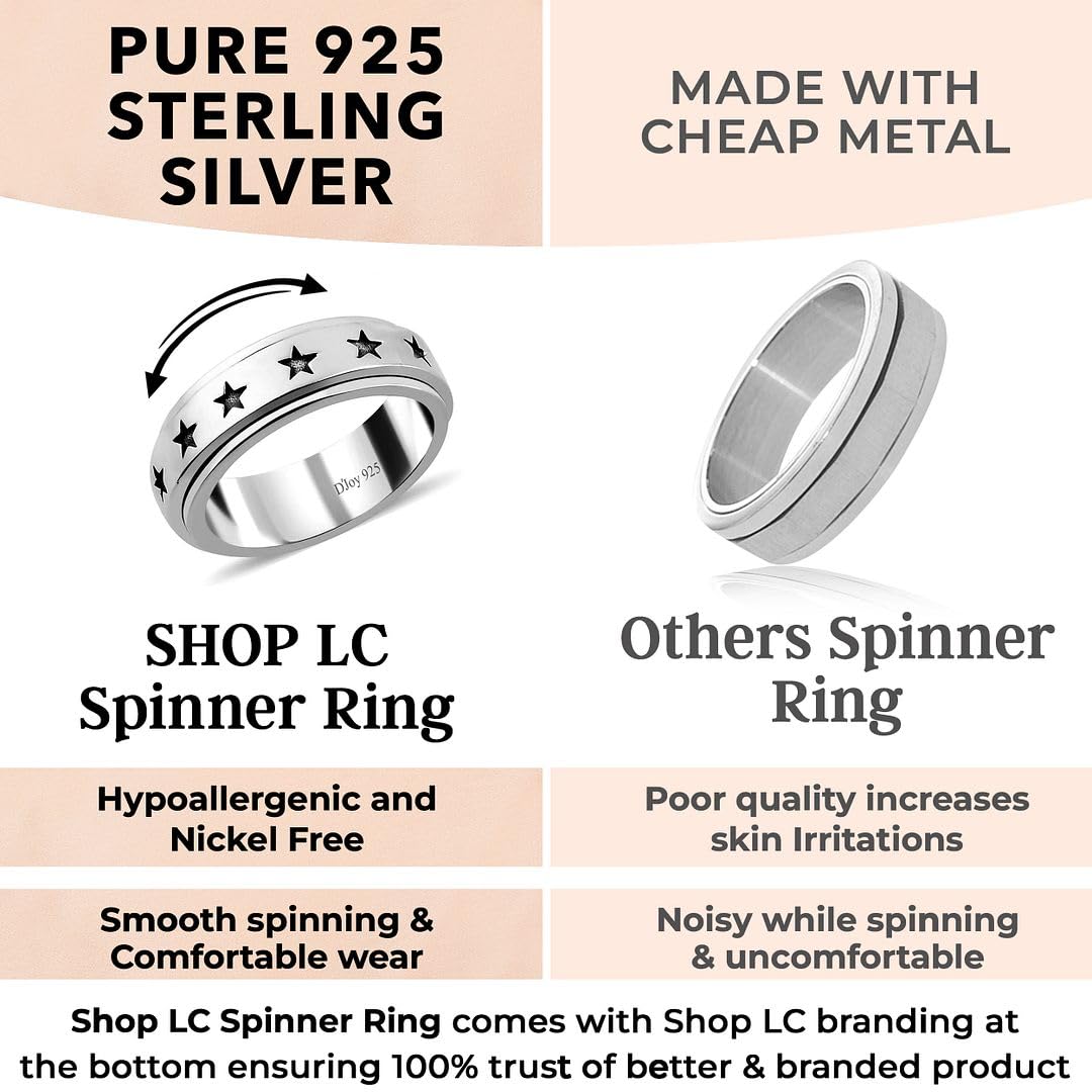 Shop LC Spinner Ring for Women Jewelry - Fidget Rings Spinning Anxiety Ring for Men - Wedding Band 925 Sterling Silver Platinum