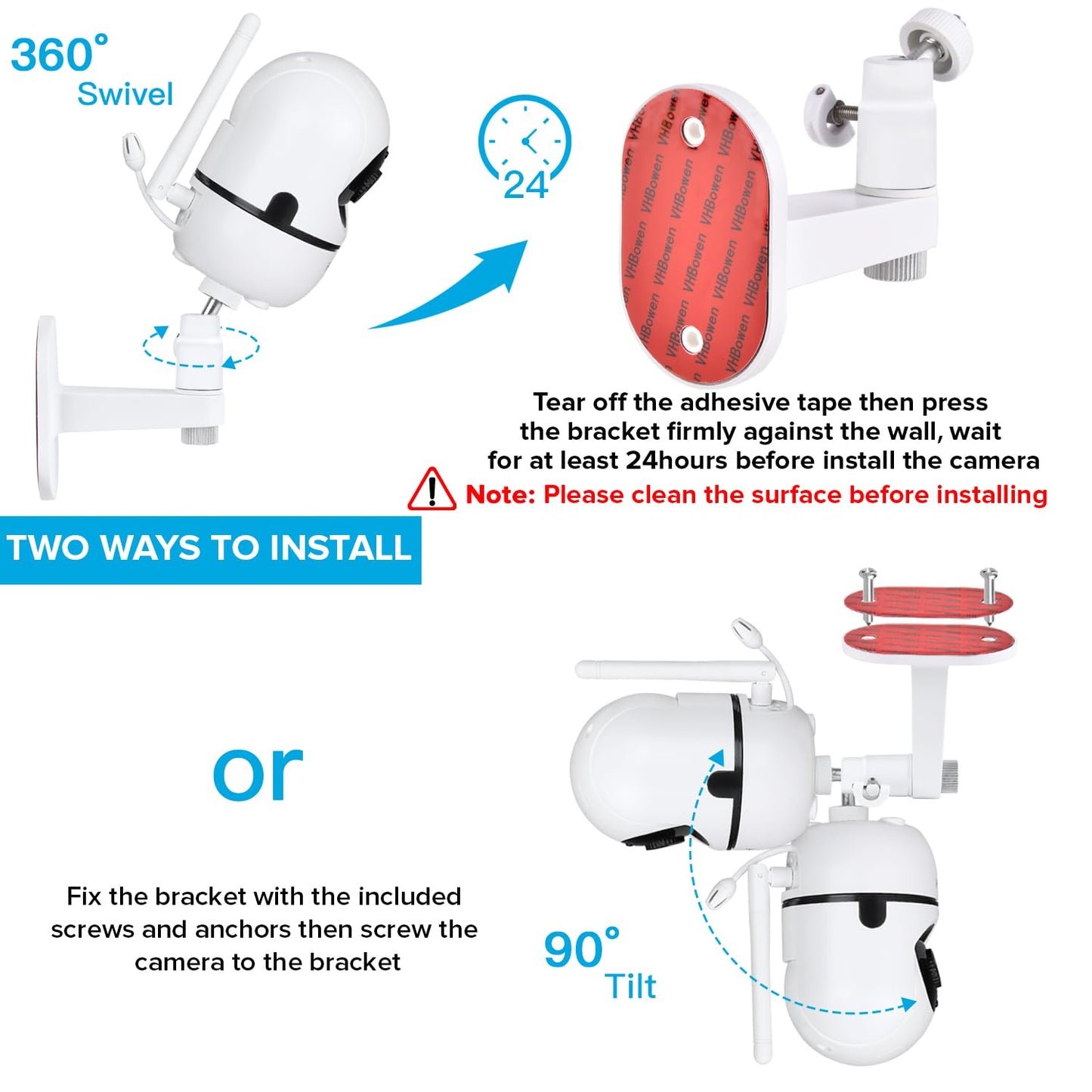 Adjustable Baby Monitor Mount for HelloBaby HB65/HB40/HB6550/HB6560/HB66/HB6339/HB6550 Pro, ANMEATE SM935E, Universal Baby Monitor Wall Mount with Perfect View and Easy to Install