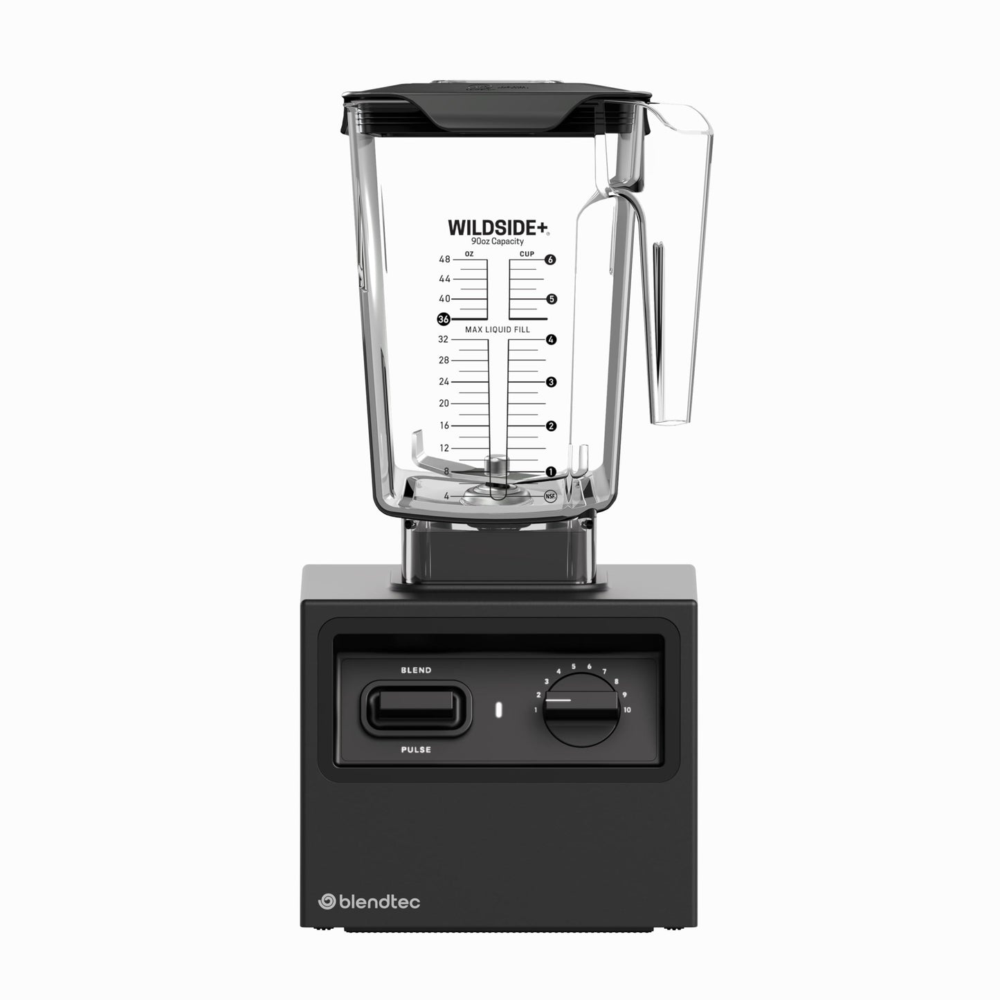 Blendtec Bar Blender Commercial Grade with 90oz Total Capacity Wildside+ Jar with cone lid – Easy to use with powerful motor for smooth textures - Black