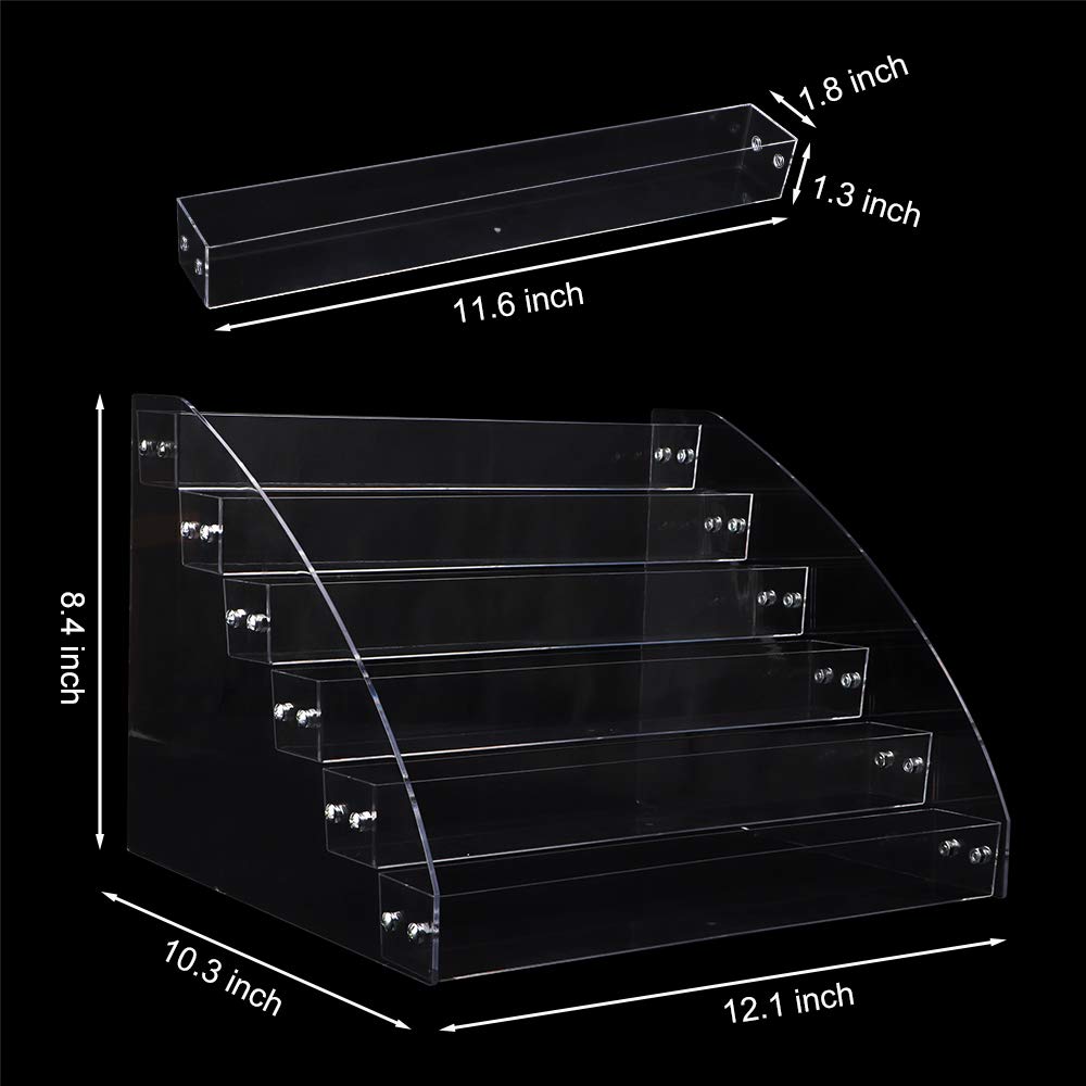 Yebeauty 6 Layers Acrylic Organizer Storage Tray Rack Stand Holder for Cosmetic Eyeglasses Lash Display,2 Pack