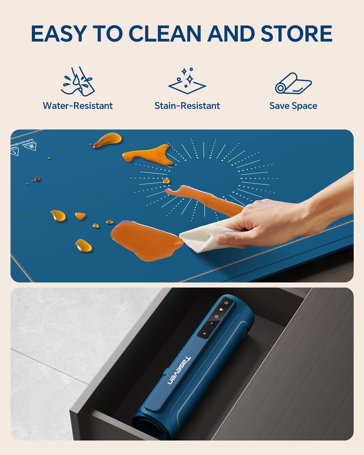 Taseven Food Warming Mat, Silicone Heating Tray with 7 Temperature Settings, Quick Full Surface Heating Pad, Thermochromic Line, Kids Lock, Food Warmers for Parties