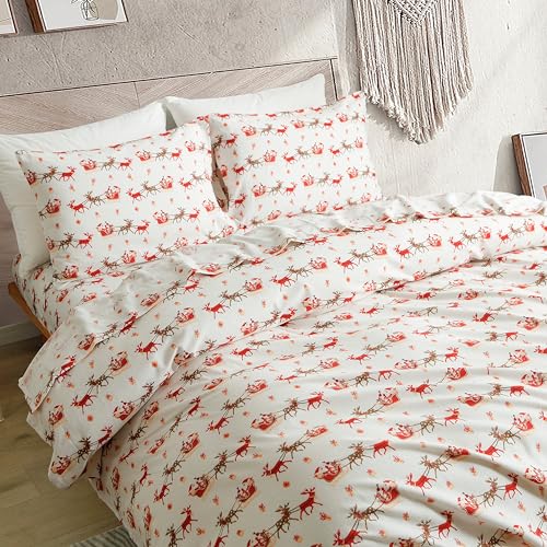 Elegant Comfort Ultra Soft 4-Piece 100% Turkish Cotton Flannel Sheet Set - Holiday Christmas Flannel Sheets, Warm and Cozy...
