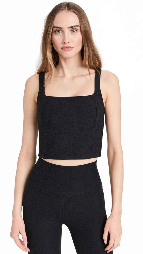 Beyond Yoga Women's Spacedye Impress Cropped Tank, Darkest Night, XL